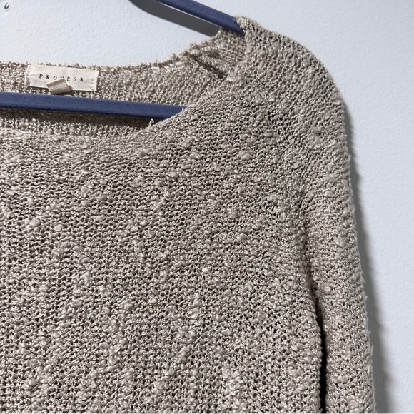 Promesa Beige Knubby Open Knit Lace Back Sweater Women’s Size Small Coquette - Picture 10 of 15
